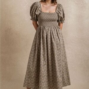 Somerset Puff Sleeve Floral Midi Dress